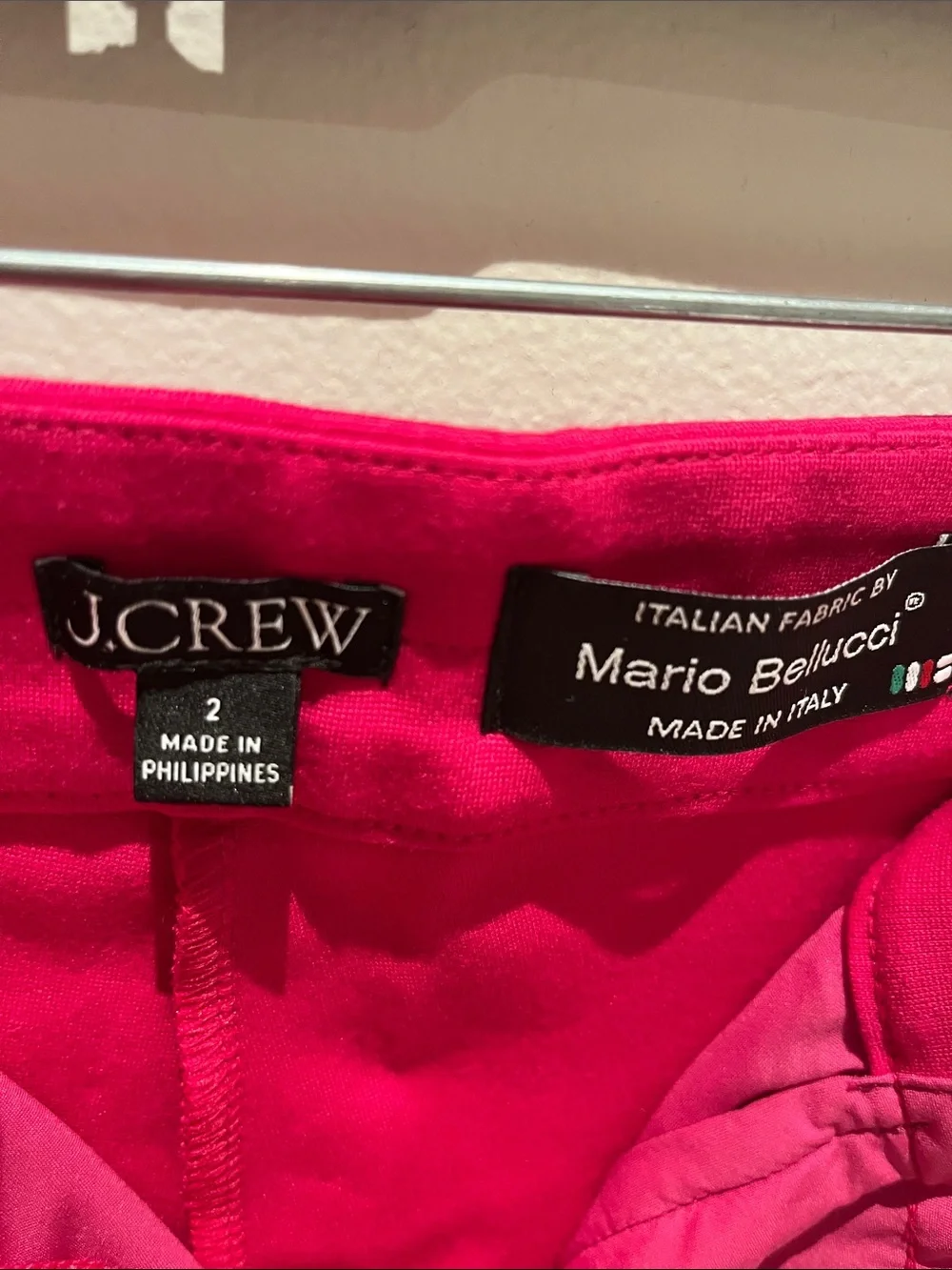 J.Crew Mario Bellucci Italian Fabric Hot Pink Suit Blazer & Pants Size 2